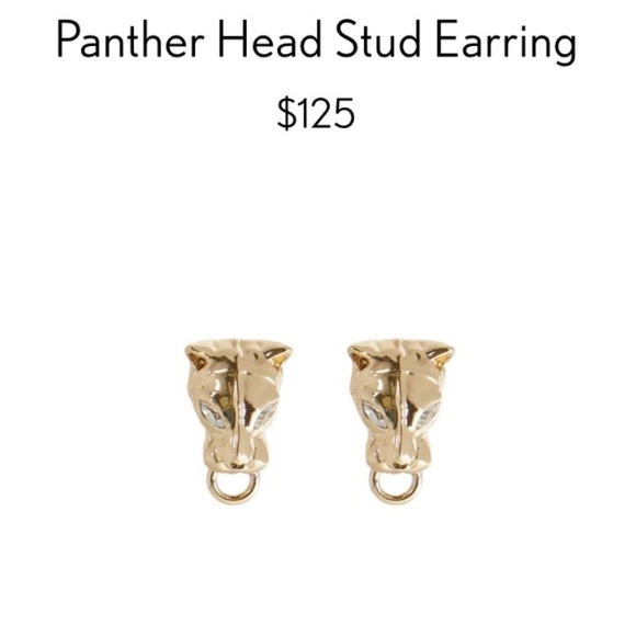 ALEXIS BITTAR • Gold Panther Head Crystal Eyed Post Stud Ring Earrings - Picture 7 of 12